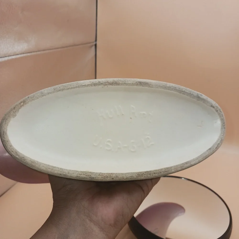 Hull Art Pottery Magnolia Double Cornucopia Vase Pink Blue Matte USA Vintage - Picture 4 of 10